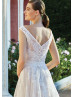 Boat Neck Ivory Lace Sparkle Tulle Wedding Dress